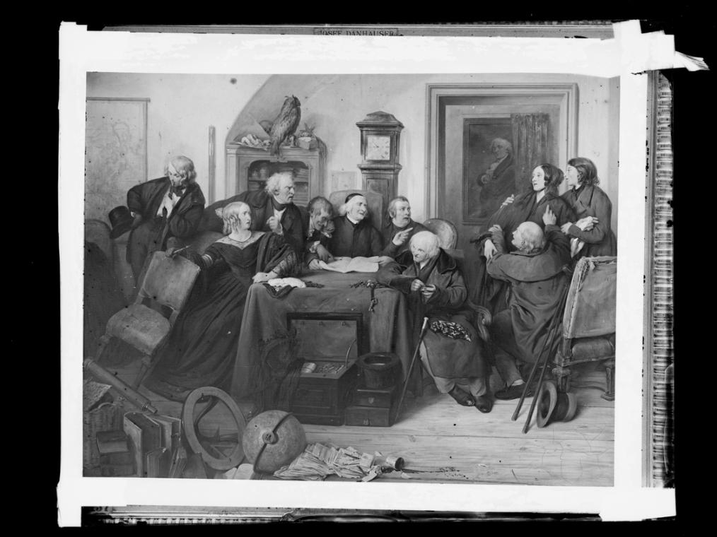 Josef Löwy – k. u. k. Hof-Photograph, Kunst- und Verlags-Anstalt, Die Testamentseröffnung, 1888…