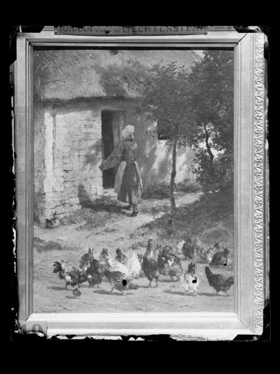 Josef Löwy – k. u. k. Hof-Photograph, Kunst- und Verlags-Anstalt, Hühner vor einem Bauernhaus, …