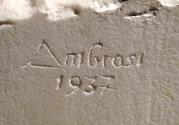 Gustinus Ambrosi, Kurt von Schuschnigg, Detail: Bezeichnung, 1937, Marmor, H: 61,5 cm, Belveder…