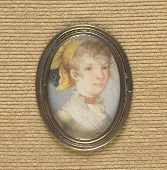 Unbekannter Künstler, Junge Frau mit einer Korallenkette, um 1800, Elfenbein, 4,8 × 3,5 cm, Sch…