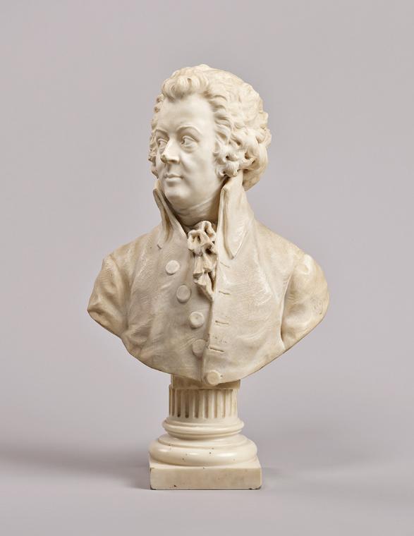 Viktor Oskar Tilgner, Der Komponist Wolfgang Amadeus Mozart, um 1880/1890, Marmor, 45 × 35 × 23…