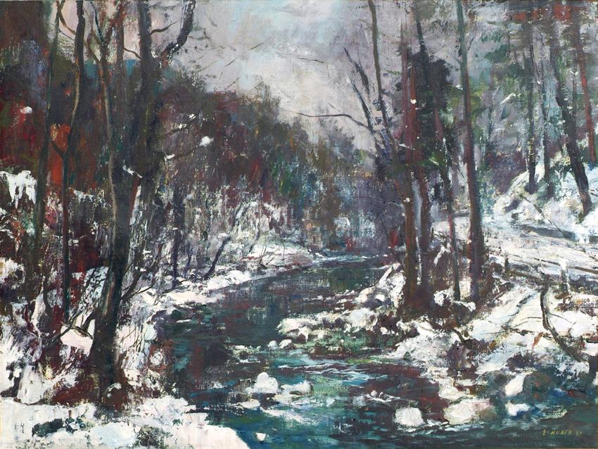 Ernst Huber, Waldbach im Winter, 1948, Öl auf Leinwand, 60 x 80 cm, Belvedere, Wien, Inv.-Nr. 4…