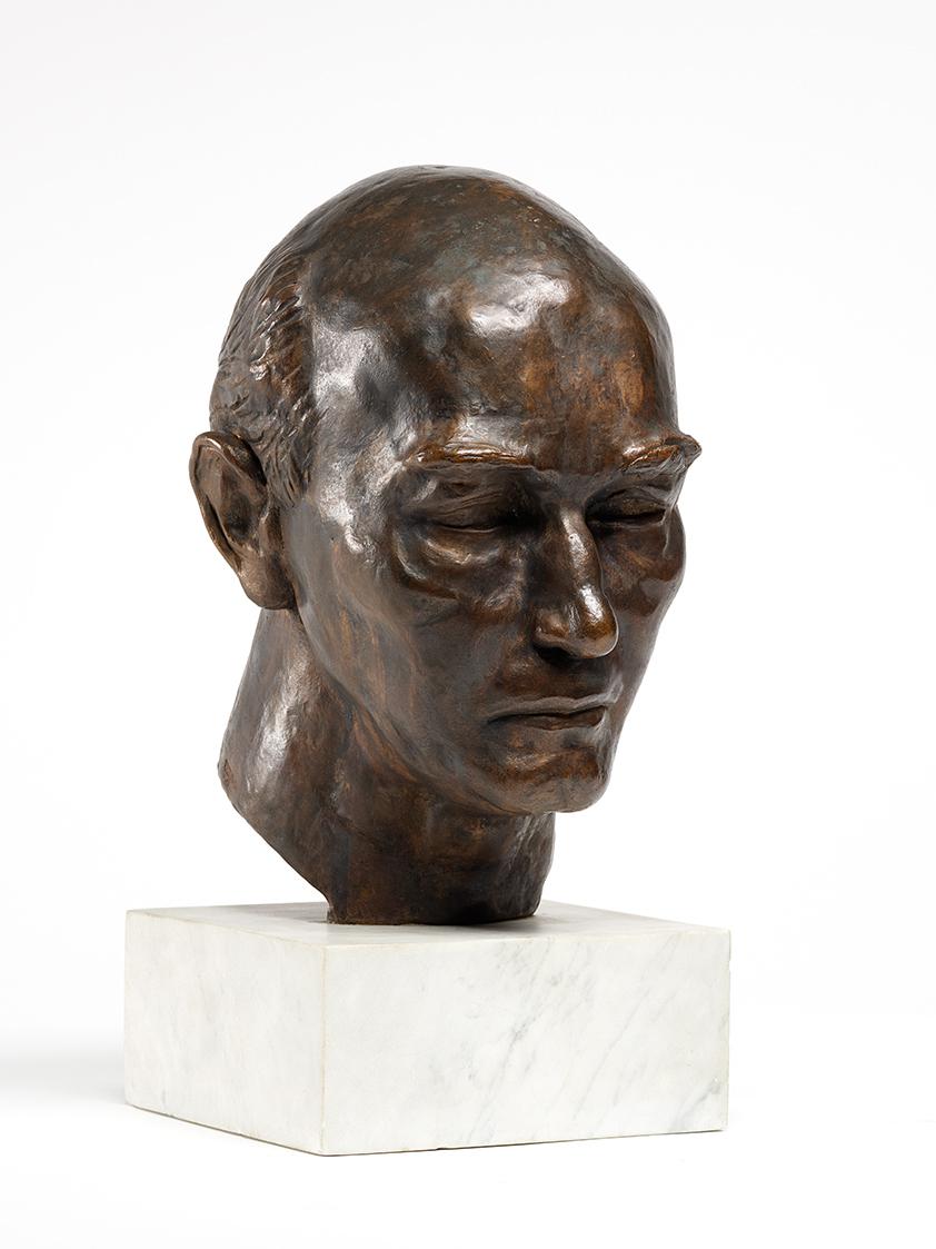 Fritz Wotruba, Portait-Kopf Robert Musil, Ende 1938/1939, Bronze, 33 × 21 × 27 cm, 22 kg, Belve…