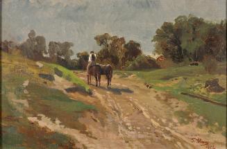 Tina Blau, Reiter, 1872, Öl auf Leinwand, 31,1 × 46,4 cm, Belvedere, Wien, Inv.-Nr. 12260