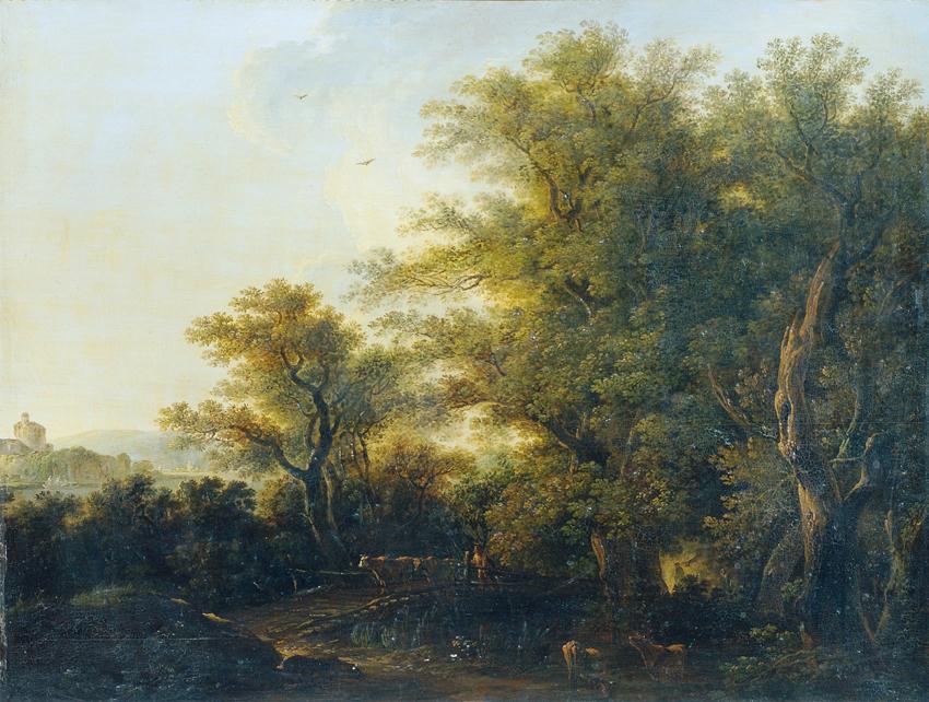 Johann Josef Schindler, Waldausgang, Öl auf Holz, 64,5 x 86,5 cm, Belvedere, Wien, Inv.-Nr. 777…