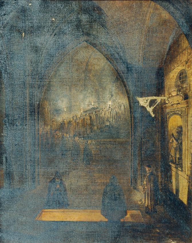 Johann Nepomuk Schödlberger, Gruftgewölbe, Öl auf Leinwand, 63,5 x 51 cm, Belvedere, Wien, Inv.…