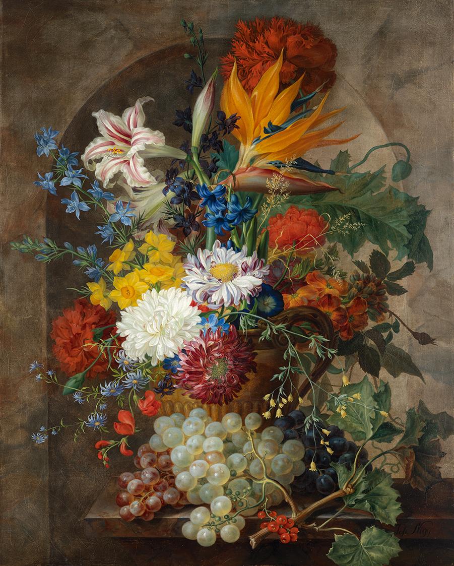 Josef Nigg, Blumenstrauß, vor 1838, Öl auf Leinwand, 61,5 × 49 cm, Belvedere, Wien, Inv.-Nr. 36…