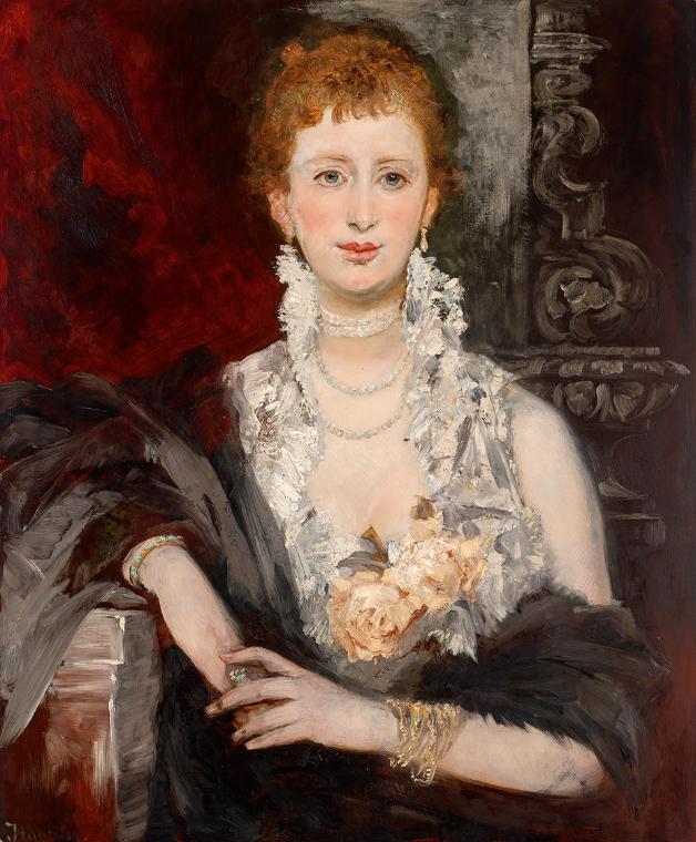 Hans Makart, Clothilde Beer, um 1880, Öl auf Holz, 82 × 68 cm, Belvedere, Wien, Inv.-Nr. 4567