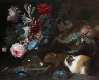 Franz Werner Tamm, Stillleben mit Meerschweinchen, Blumen und Früchten, um 1720/1724, Öl auf Le…