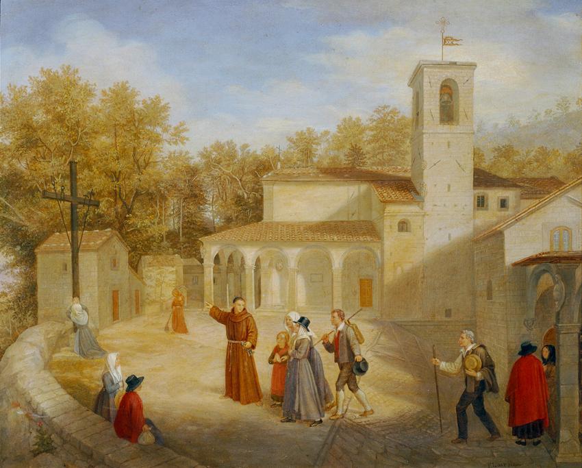 Franz Xaver Lair, Im Klosterhof, nach 1850, Öl auf Leinwand, 38,5 x 47,5 cm, Belvedere, Wien, I…