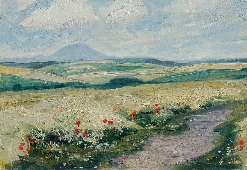 Ferdinand Engelmüller, Podřipsko (aus der Mappe „16 Ansichten tschechischer Landschaften 'Česka…