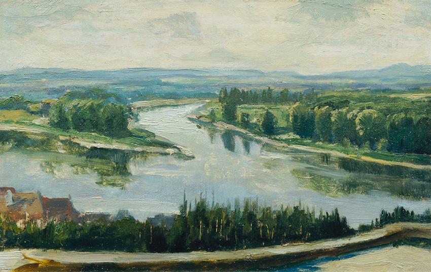 Ferdinand Engelmüller, Zusammenfluss von Moldau und Elbe (aus der Mappe „16 Ansichten tschechis…