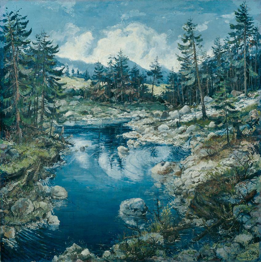 Josef Steib, Landschaft mit Gebirge und Ufer, 1937, Öl auf Leinwand, 200 x 200 cm, Belvedere, W…