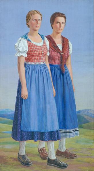 Friedrich Frotzel, Die Lebensalter (linke Seitentafel des Triptychons), 1937, Öl auf Leinwand, …
