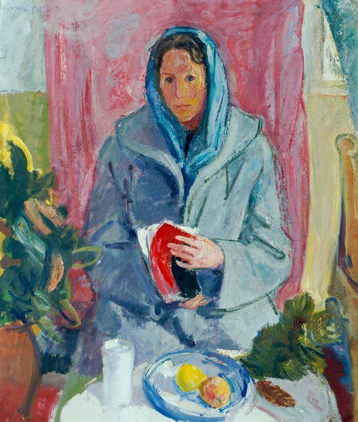 Ernst Graef, Frau am Tisch, 1952, Öl auf Leinwand, 100,5 x 89 cm, Belvedere, Wien, Inv.-Nr. 760…