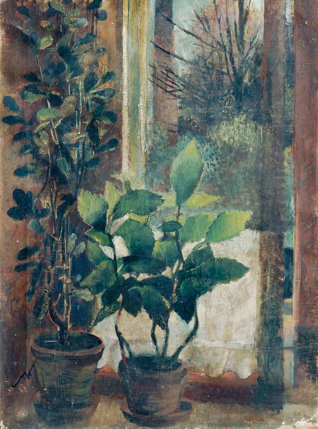 Friedl Dicker-Brandeis, Fenster mit Blumen, um 1940, Öl auf Leinwand, 70 × 52 cm, Belvedere, Wi…