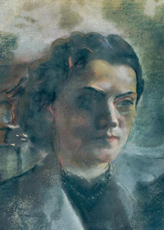 Friedl Dicker-Brandeis, Damenbildnis, um 1940, Pastell auf Papier, 38 × 28 cm, Belvedere, Wien,…