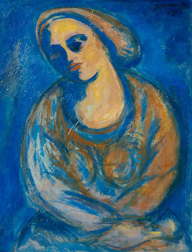 Paul Otto Haug, Sitzende Frau, 1943, Öl auf Karton, 92,5 x 72 cm, Belvedere, Wien, Inv.-Nr. 494…