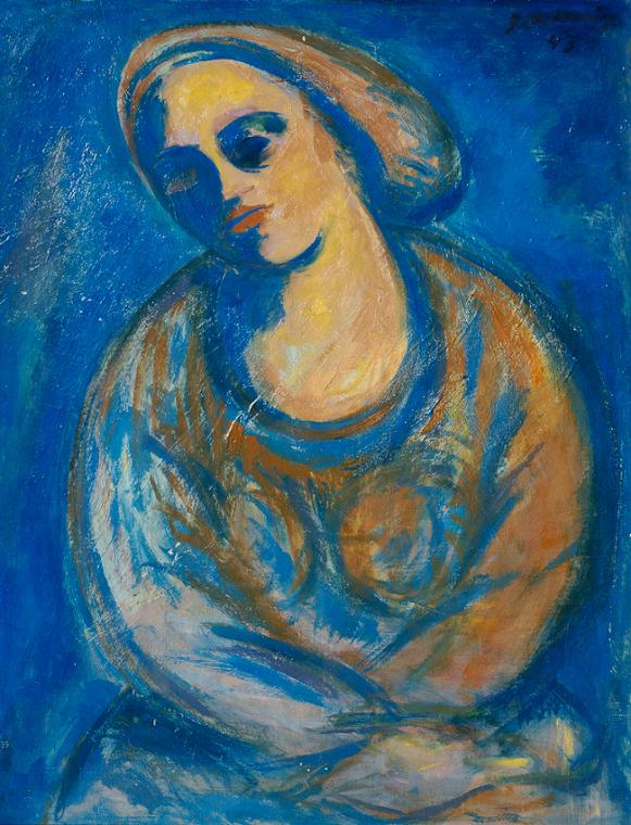 Paul Otto Haug, Sitzende Frau, 1943, Öl auf Karton, 92,5 x 72 cm, Belvedere, Wien, Inv.-Nr. 494…