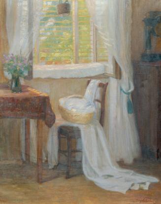 Hugo Schubert, Interieur mit Fenster, undatiert, Öl auf Leinwand, 66 x 54 cm, Belvedere, Wien, …