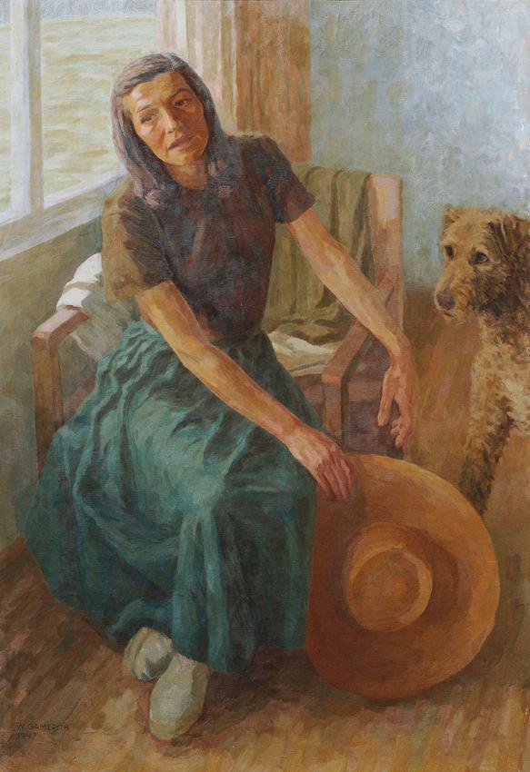 Walther Gamerith, Grete Gamerith mit Hund "Puck", 1947, Öl auf Leinwand, 138,5 x 96 cm, Belvede…