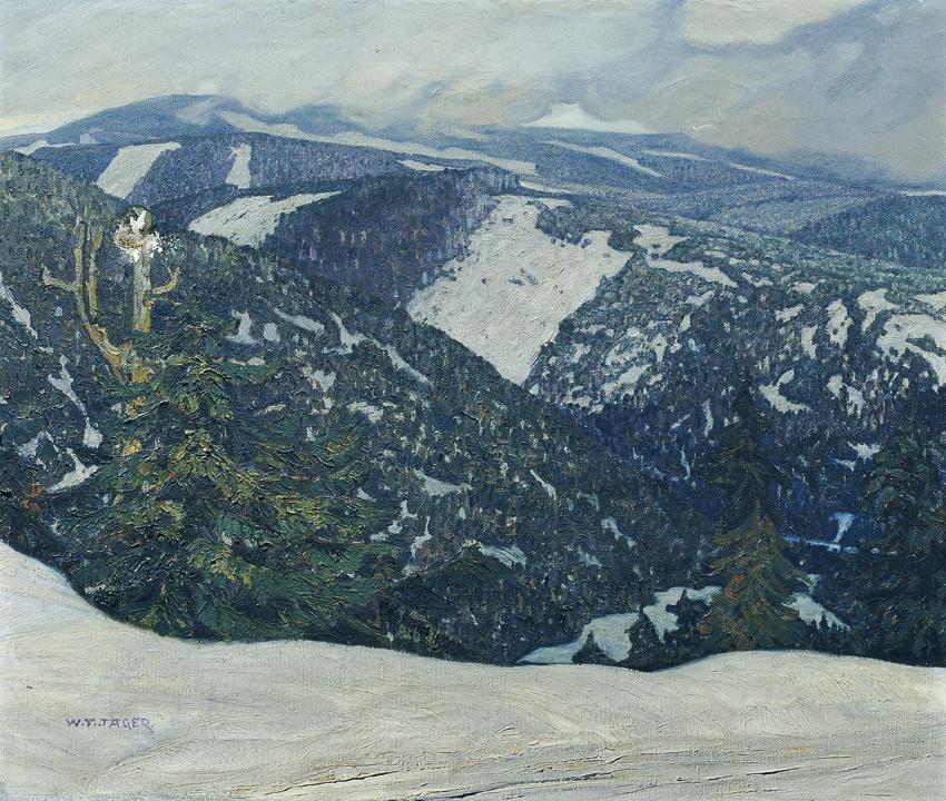 Franz Wilhelm Jäger, Isergebirgslandschaft, um 1915, Öl auf Leinwand, 56 x 66,5 cm, Belvedere,  ...