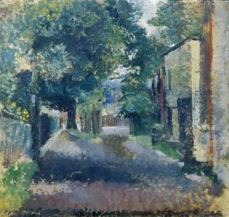 Friedl Dicker-Brandeis, Weg in Hronov, um 1940, Öl auf Karton, 54 × 57,5 cm, Belvedere, Wien, I…