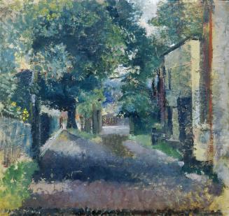 Friedl Dicker-Brandeis, Weg in Hronov, um 1940, Öl auf Karton, 54 × 57,5 cm, Belvedere, Wien, I ...