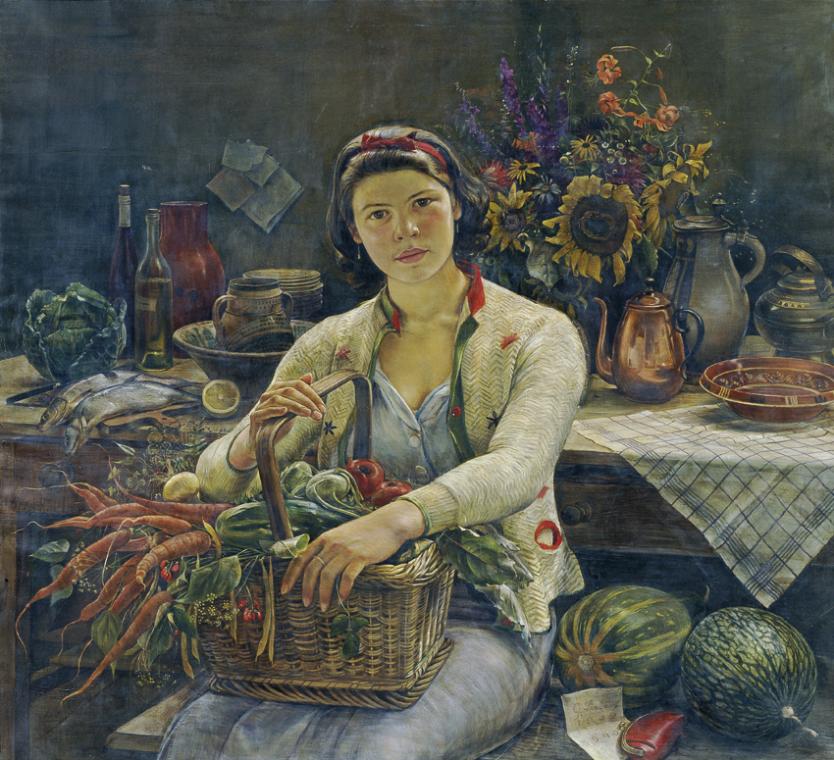 Georg Siebert, Gemüsemädchen, 1939-1940, Öl auf Leinwand, 105 x 116 cm, Belvedere, Wien, Inv.-N…