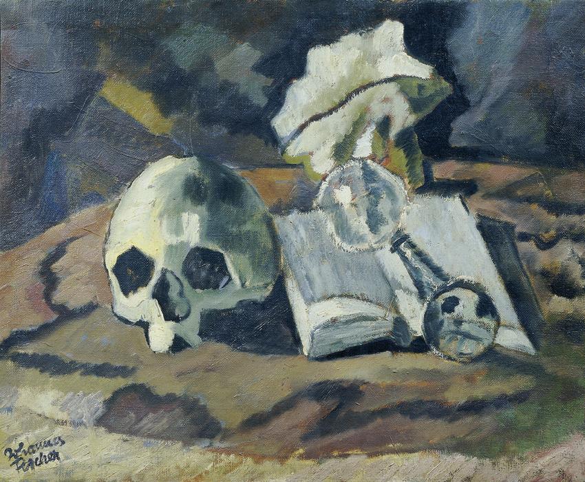 Johannes Fischer, Stillleben mit Totenschädel, 1945, Öl auf Leinwand, 59,5 x 74,3 cm, Belvedere…