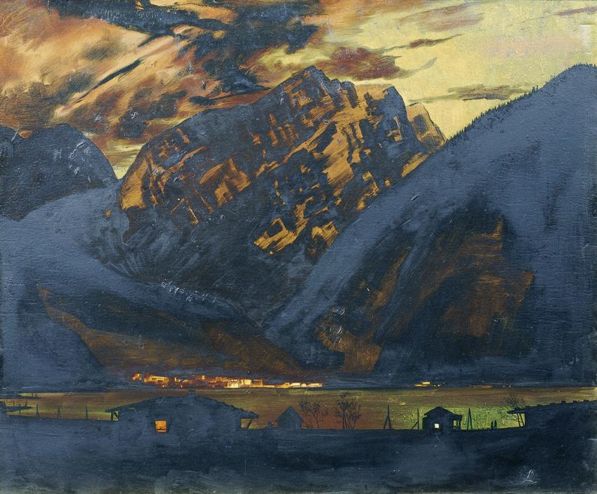 Klemens Brosch, Zell am See bei Nacht, Öl auf Karton, 70 x 85 cm, Belvedere, Wien, Inv.-Nr. 476…