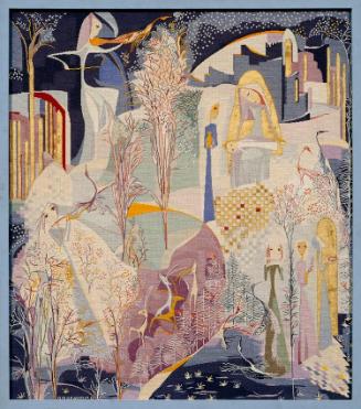 Olga-Maria Rubin-Beaufils, Morgendämmerung, 1962, Seidenstickerei, 81 x 71 cm, Belvedere, Wien,…