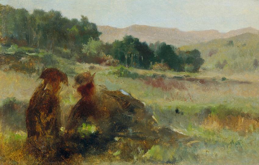 Johann Till d. J., Landschaft mit Jäger und Hund, Öl auf Karton, 17,5 x 27 cm, Belvedere, Wien,…