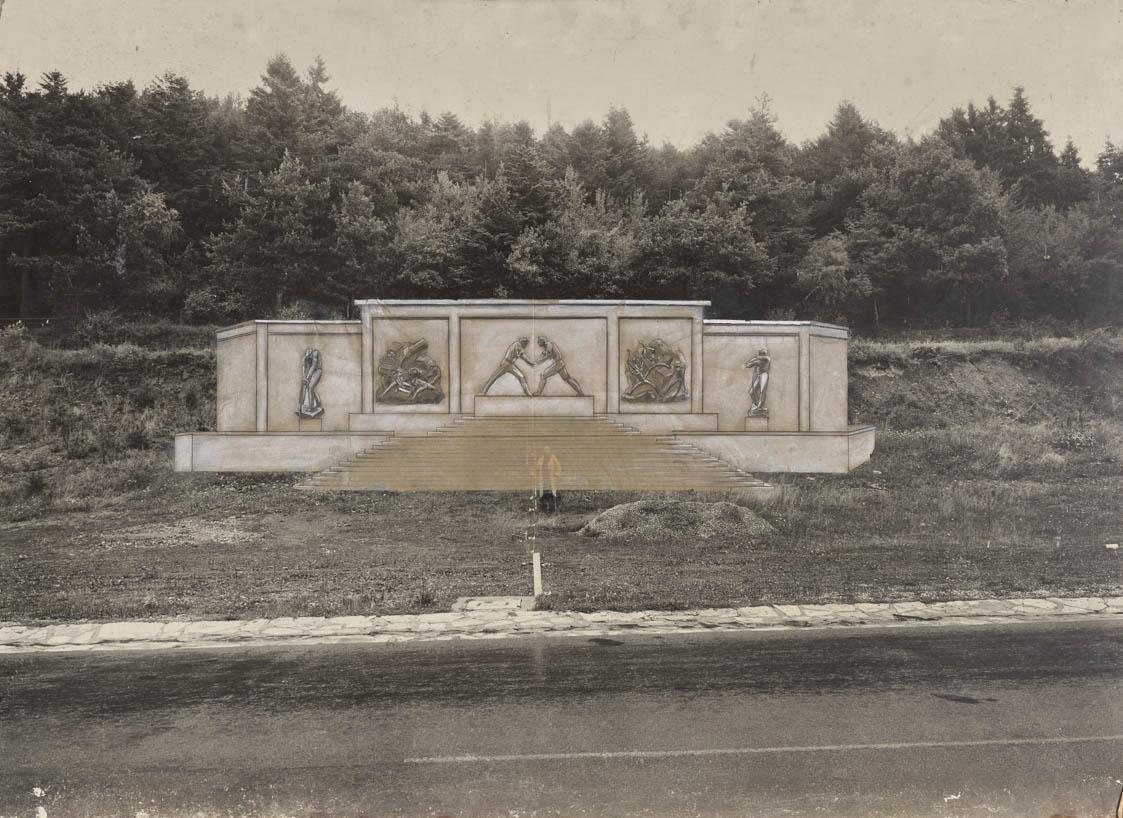 Entwurf für ein Straßenbaudenkmal der Nord-Süd-Verbindung im Burgenland.  Alternativentwurf