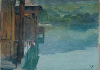 Otto Friedrich, Badehaus in Gmunden, 1906, Öl auf Holz, 18,8 x 27 cm, Belvedere, Wien, Inv.-Nr.…