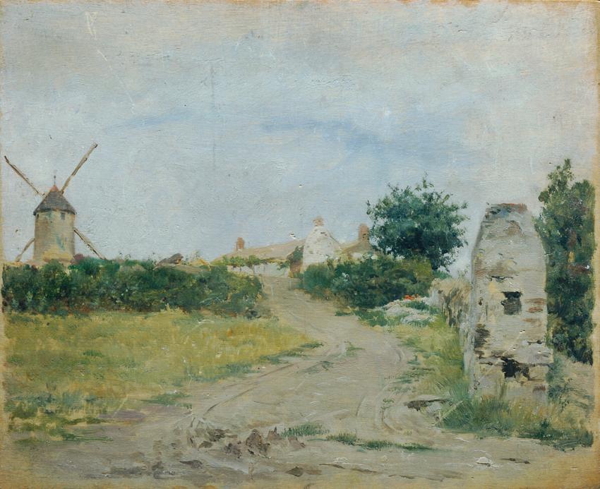 Otto Friedrich, Landschaft mit Windmühle, undatiert, Öl auf Holz, 19 x 27 cm, Belvedere, Wien,  ...