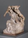 The sculpture depicts a dynamic composition of three figures intertwined closely. A male figure sits prominently in the foreground, while two female figures lean on him and embrace his shoulders. The representation conveys a strong emotional bond between the figures, each taking different poses and exuding a sense of movement and interaction. The texture of the surface is detailed and reminiscent of worked material.

[AI-generated with ChatGPT]