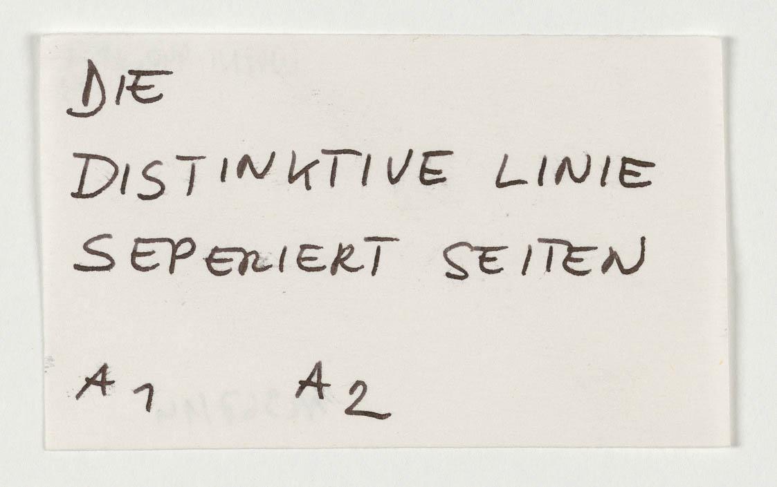 Dizission. Geteiltes Selbst, 1976
Konzept für eine Aktion im Freien
WVZNr. V.E. 440_AP_1 (E)