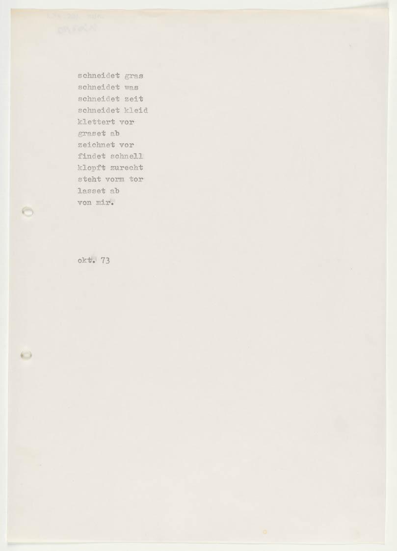 schneidet gras, 1973
Gedicht
WVZNr. V.E. 1165_AP_1