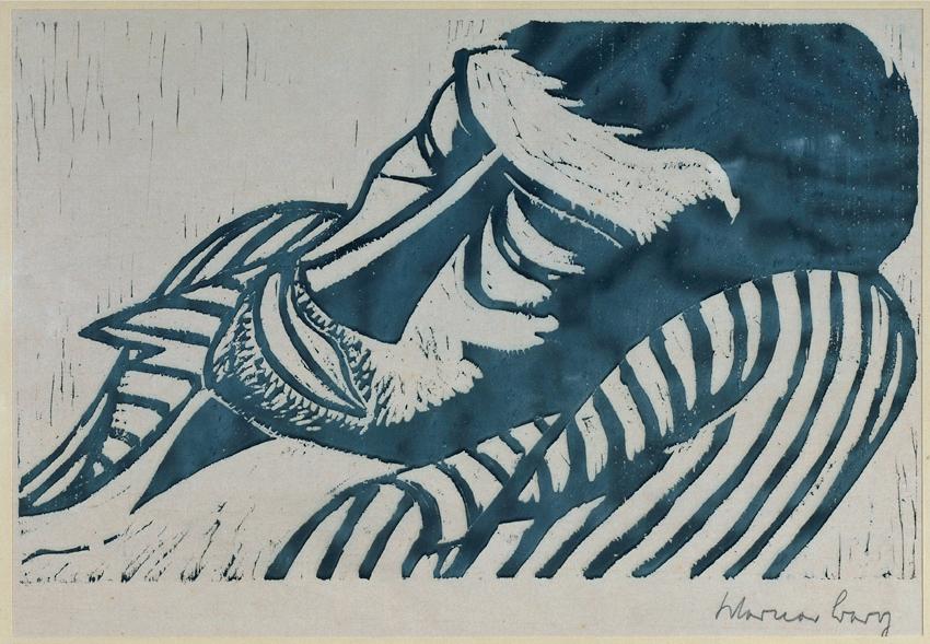 Werner Berg, Kranker, 1956, Holzschnitt, Artothek des Bundes, Dauerleihgabe im Belvedere, Wien,…