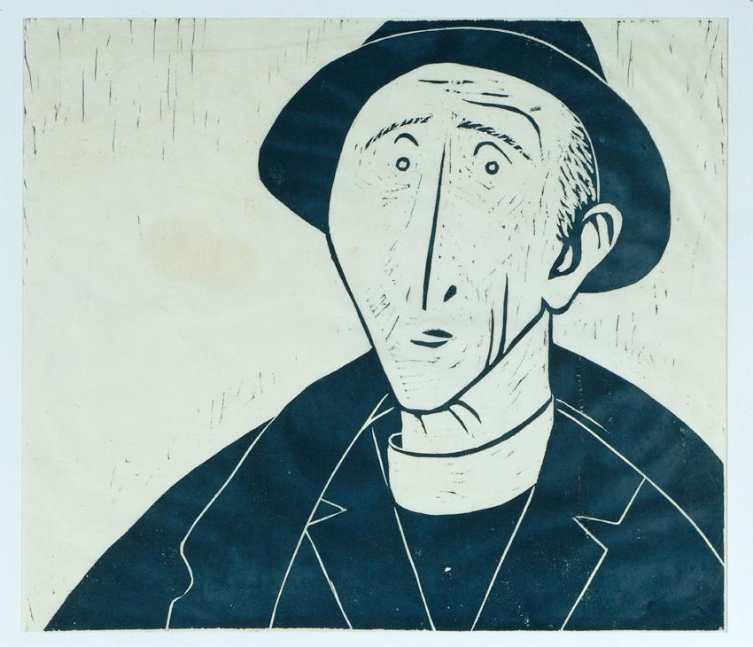 Werner Berg, Alter Landpfarrer, 1954, Holzschnitt, Artothek des Bundes, Dauerleihgabe im Belved…
