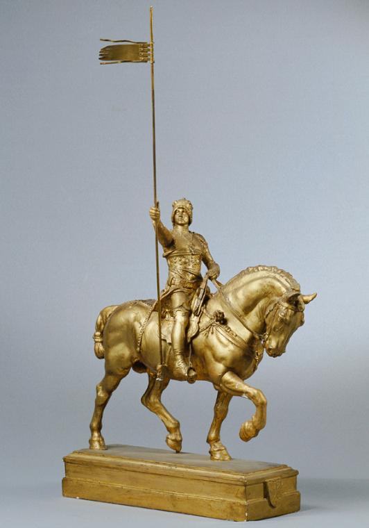 Josef Václav Myslbek, Der heilige Wenzel, um 1888, Gipsabguss, Marmorsockel, H: 69 cm, B: 37,5 …