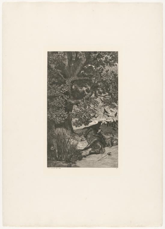 The image depicts a landscape scene with a large tree in the background. In the foreground, several animals are lying on the ground. The surroundings are adorned with vegetation, such as grasses and shrubs. The composition conveys a natural, tranquil atmosphere.

[AI-generated with ChatGPT]