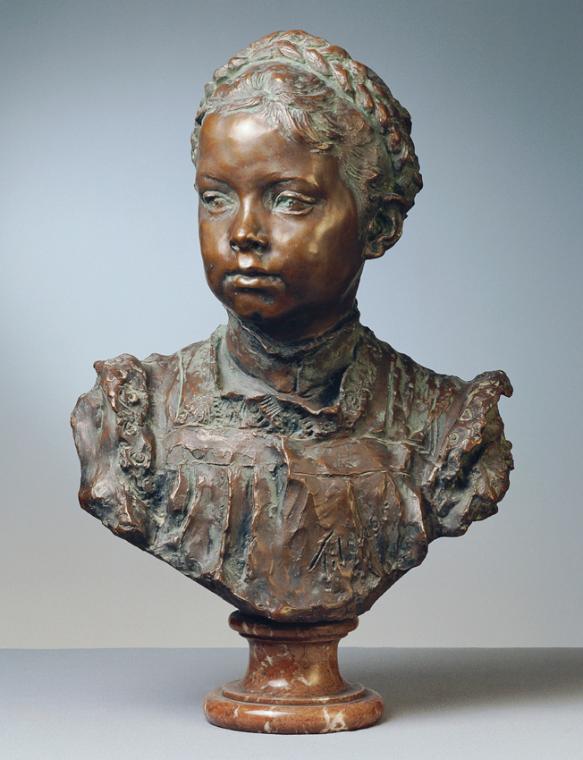 Viktor Oskar Tilgner, Julie von Benesch im Alter von 8 Jahren, 1889, Bronze, 58 × 39 × 26 cm, B…