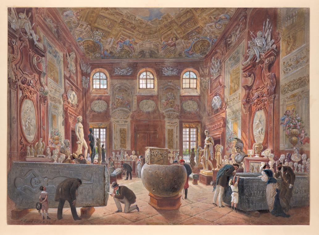 Der große Marmorsaal des Unteren Belvederes mit den Skulpturen der Antikensammlung