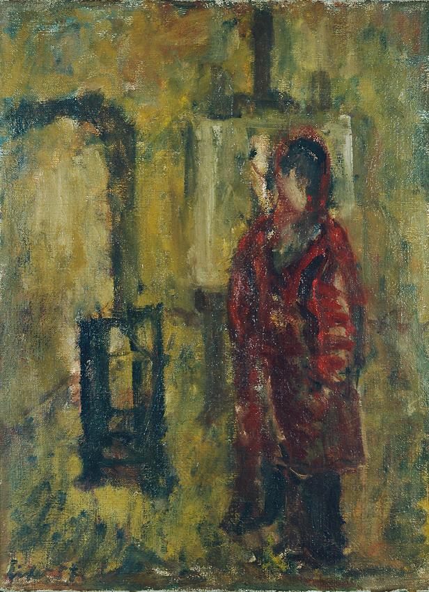Georg Eisler, Der rote Schlafrock, 1957, Öl auf Leinwand, 75 x 55 cm, Belvedere, Wien, Inv.-Nr.…