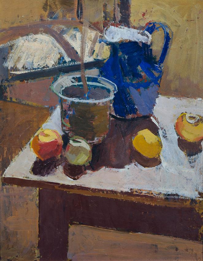 Emil Schmid, Blumentopf und Kanne, 1951-1952, Öl auf Karton, 71 x 56 cm, Belvedere, Wien, Inv.-…