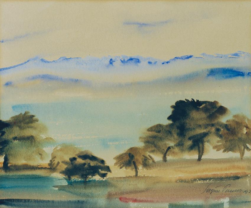 Sergius Pauser, Seelandschaft, 1921, Aquarell auf Papier, 33 x 41 cm, Belvedere, Wien, Inv.-Nr.…