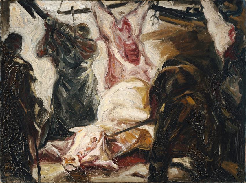 Fritz Martinz, Schlachthaus, 1955, Öl auf Molino, 46,5 x 62 cm, Artothek des Bundes, Dauerleihg…
