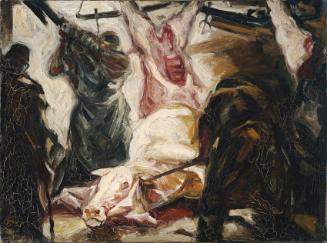 Fritz Martinz, Schlachthaus, 1955, Öl auf Molino, 46,5 x 62 cm, Artothek des Bundes, Dauerleihg…